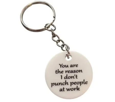 "You are the reason I don't punch people at work" Novelty Keyring