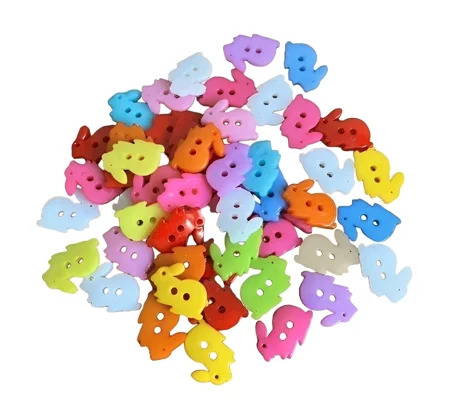 10 x Colourful Bunny Rabbit Buttons