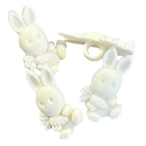 4 x White Rabbit Buttons 1cm x 1.5cm