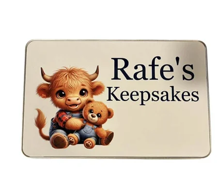 Personalised Keepsake Tin highland cow