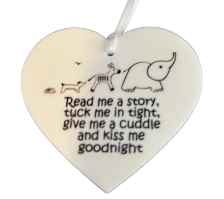 Read me a story Acrylic Hanging Heart shaped plaque / Sign