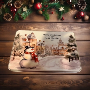 Personalised Christmas Scene Rectangle Tin