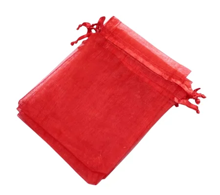 5 x Red Organza Bags, Various Sizes