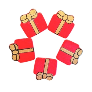 5 x Red Wooden Present Gifts Card or Cake Embellishments