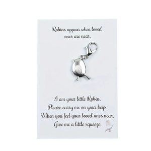 Robins Appear Metal Keyring Charm and Quote