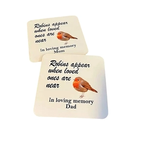 Personalised Robins appear when loved ones are near coaster
