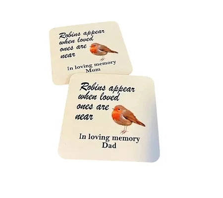 Personalised Robins appear when loved ones are near coaster