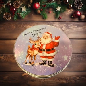 Personalised Christmas Scene Round Tin