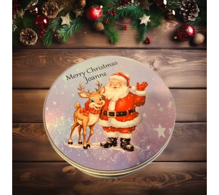 Personalised Christmas Scene Round Tin