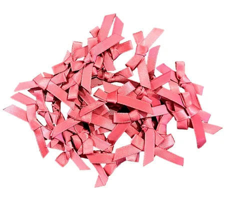 10 x Salmon Coloured Satin Bows Tied 1cm x 4cm