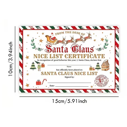 Santa clause nice list certificate Buttons and bows Kettering Northants