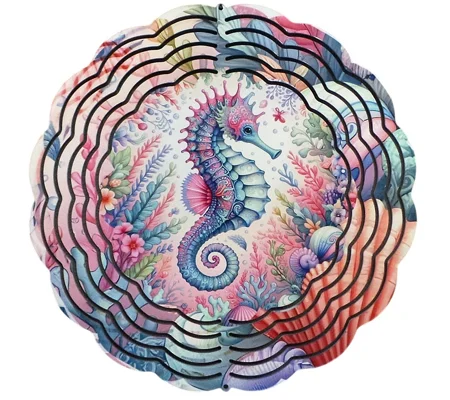 Seahorse Design Metal Wind Spinner Ornament