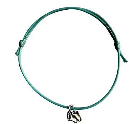 Baby Feet Charm Adjustable Friendship Bracelet New Born Gift Idea