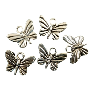 5 x Solid Butterfly Metal Charms