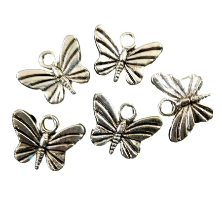 5 x Solid Butterfly Metal Charms