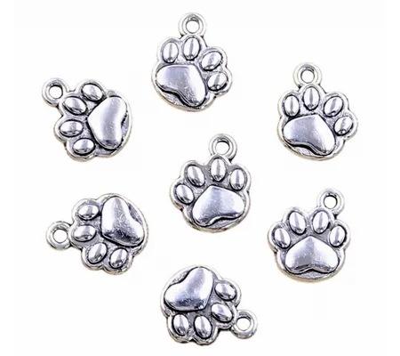 Dog Paws Metal Charms x 5