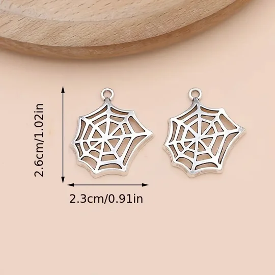 Spiders Web Halloween Metal Pendant Charms Measurements