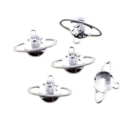 5 x Planet and Stars Metal Pendant Charms
