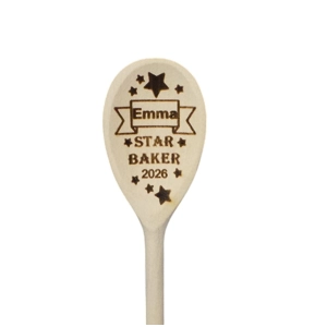 Personalised Star Baker Wooden Spoon by Buttons and Bows Kettering.