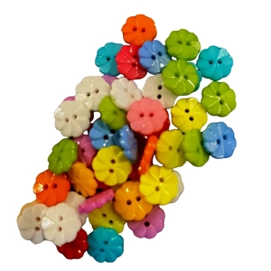 10 x Swirl Flower Pattern Plastic Buttons Various Colours 1.5cm