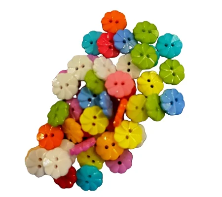 10 x Swirl Flower Pattern Plastic Buttons Various Colours 1.5cm