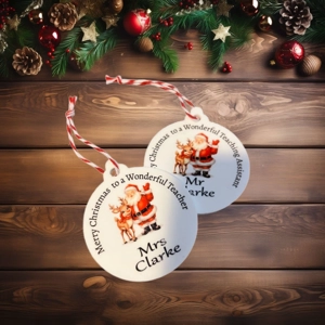 Personalised Merry Christmas Teacher Bauble