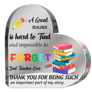 A great teacher Heart Coaster / Sign with pencil and books