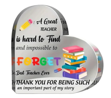 A great teacher Heart Coaster / Sign with pencil and books