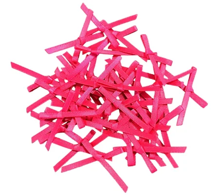 10 x Small Thin Cerise Satin Bows