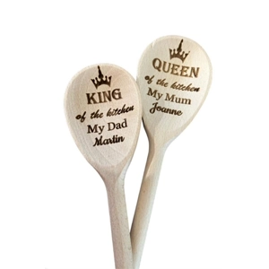 Pair of King & Queen of the kitchen Wooden Spoon