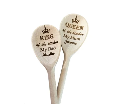 Pair of King & Queen of the kitchen Wooden Spoon