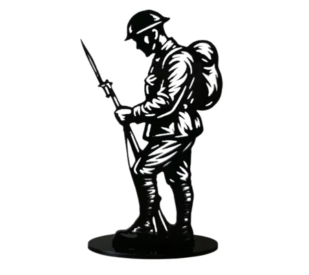 Silhouette Tommy Soldier with Bayonet Rifle Standing Figure