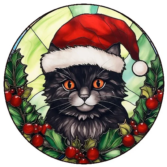 Cat and Kitten Christmas Baubles Stained Glass 24 Designs