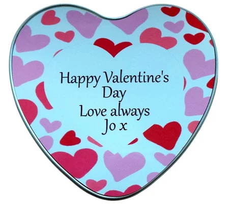 Personalised Valentines Day Heart Shaped Treat Tin