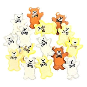 5 x Wooden Bears with Bow Ties Card or Cake Embellishments
