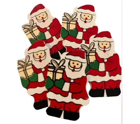 5 x Wooden Father Christmas Card or Cake Embellishments