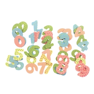 10 Wooden Coloured Numbers , Assorted colours from 0 to 9