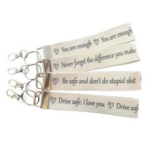 Personalised wristlets, bag, key fob