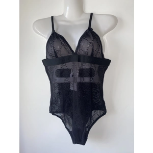GG inspired black sheer lingerie bodysuit