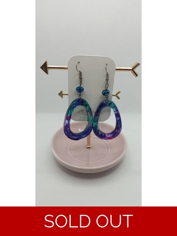 Purple/Green Resin pendant earrings