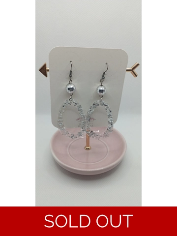 Silver glitters Resin pendant earrings