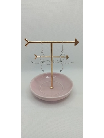 Silver ribbon pendant earrings