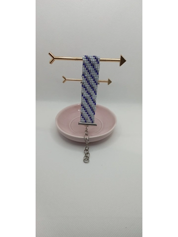 Sewn beads bracelet - shades of blue