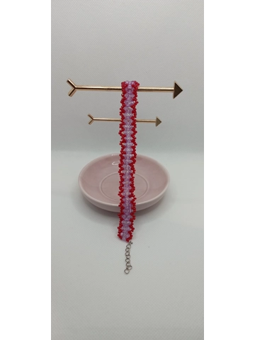 Lilac and red crystal bracelets