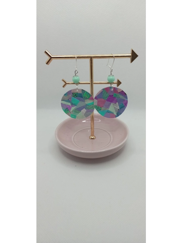 Duochrome effect light green pendant earrings