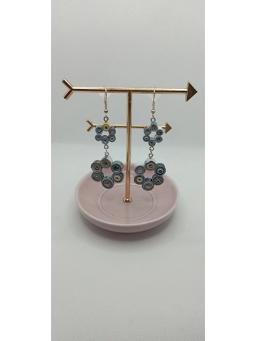 Quilling flower pendant earrings