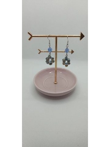 Mini flower shape quilling paper earrings with crystal beads