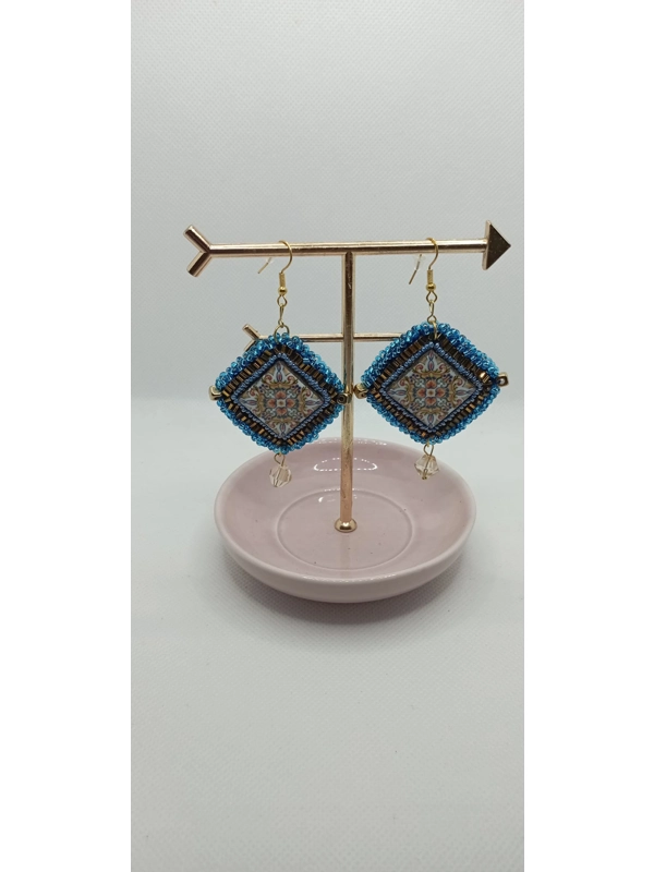Sicily inspired sewn pendant earrings