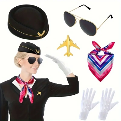 5pcs Stewardess Costume Set For Women