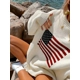American Flag Pattern Pullover Sweater, Casual C..